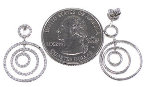 Authentic Sterling Silver Cubic Zirconia Post Dangle Earrings DS55190